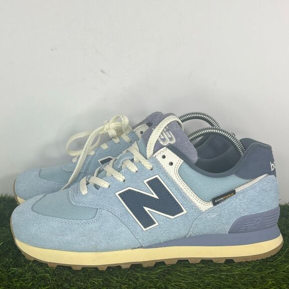 New Balance 574 Sneakers Men's US 8.5/ Women’s 10 Blue Suede Lifestyle Shoes - Picture 1 of 8